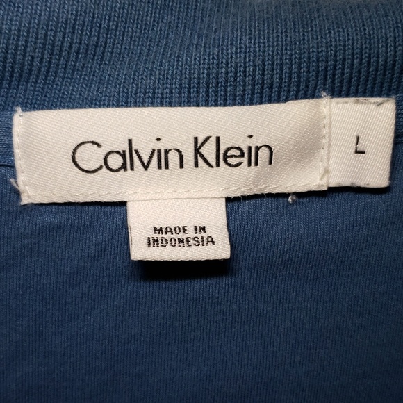 Men's Calvin Klein Solid Blue Short Sleeve Polo L - Picture 3 of 4